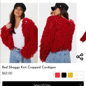 Red shaggy sweater